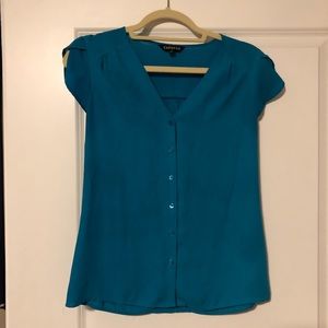 Express Button Down Blue Blouse Small